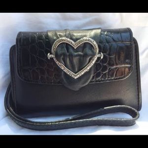 Brighton Black Trifold Card Wallet w/ Wrist Strap